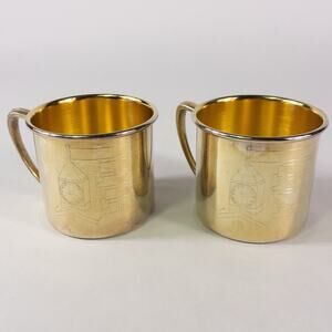 Set of 2 Oneida Ltd Baby Birth Records Engravable Silverplate Sipper Cup